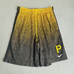 Nike Shorts Mens Medium Black Gold Pittsburgh Pirates MLB Dri-FIT Splatter Print